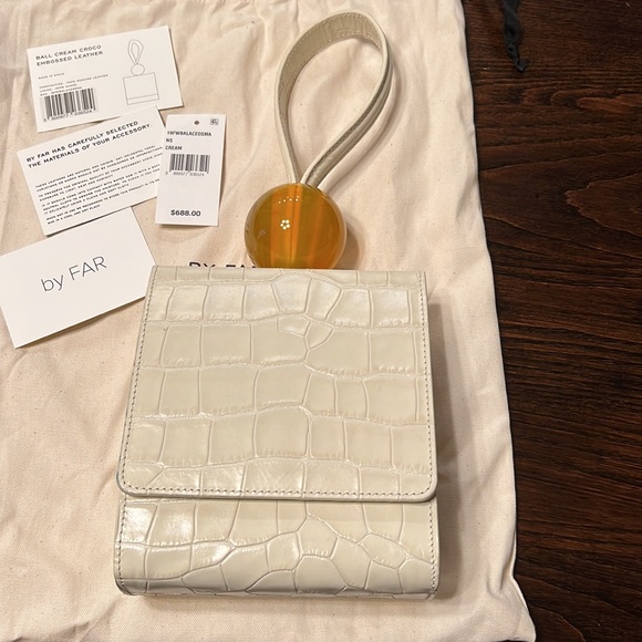 By Far Croc Embossed Leather Ball Bag - Picture 3 of 13